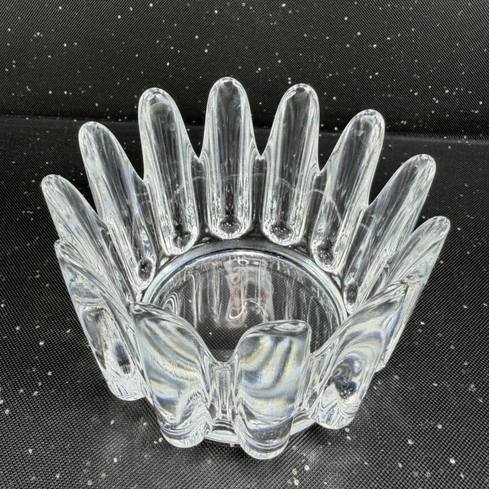 Orrefors Corona Crystal Bowl Lars Hellsten Swedish Glass 3in Clear Crown Dish